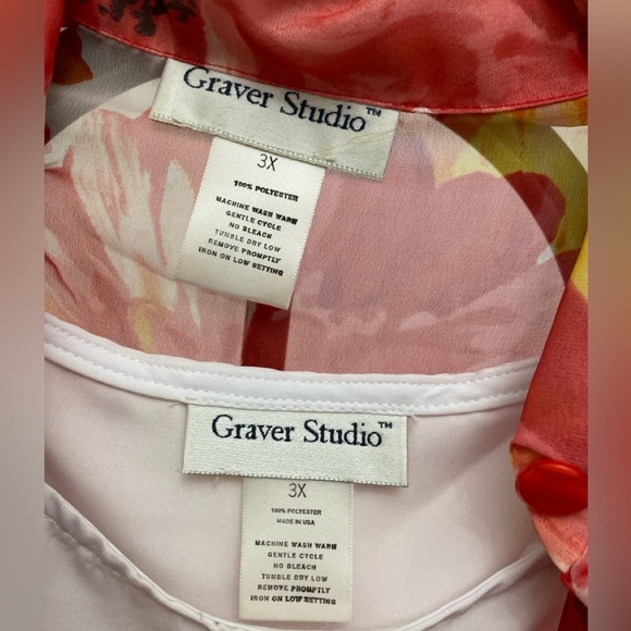 Graver Studio 3X Floral Sheer Blouse w/ Matching Tank | Vintage Style - Picture 2 of 9